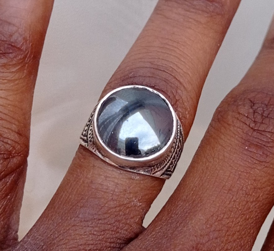 Bague chevalière argent 925 hématite noire t53 idéale pour affirmer son style bohème chic