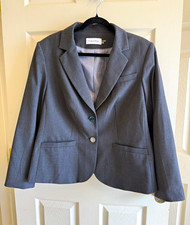 Calvin Klein Gray Blazer Womens 16W Solid Lined Notch 2-Button Single Breasted