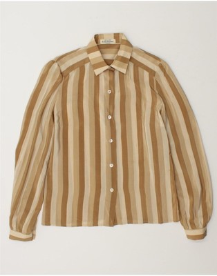 LOUIS FERAUD Damen Shirt Bluse UK 14 mittelbraun gestreift DE05