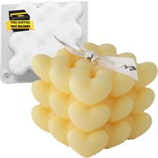 Silicone Candle Molds, 3D Heart Shape Cube Silicone Molds, Romantic Atmosphere D