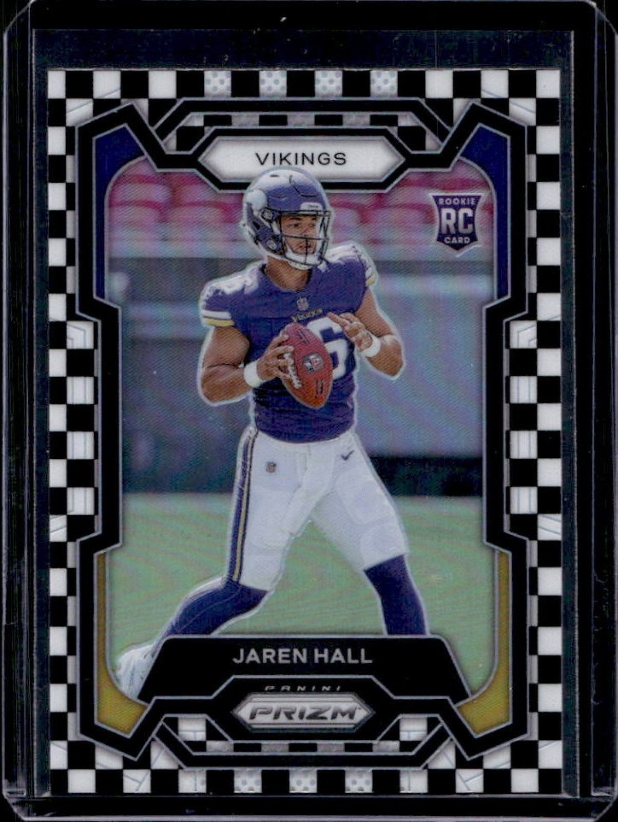 2023 Panini Prizm Jaren Hall RC Black and White Checker Rookie #367 Vikings