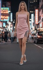 Fashion Nova Valentina Coral Pink Rhinestone Fringe Party Dress Small Bodycon