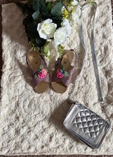 Joyfolie Girls Glitter Floral Sandals Size 13T Silver Crossbody Purse Boutique