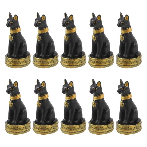 10 Pcs Mini Egyptian Cat Resin Figurines Small Statues For Garden Home Decor - Picture 6 of 12