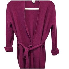 A New Day Womens Medium Purple Knit Belted Duster Cardigan Sweater