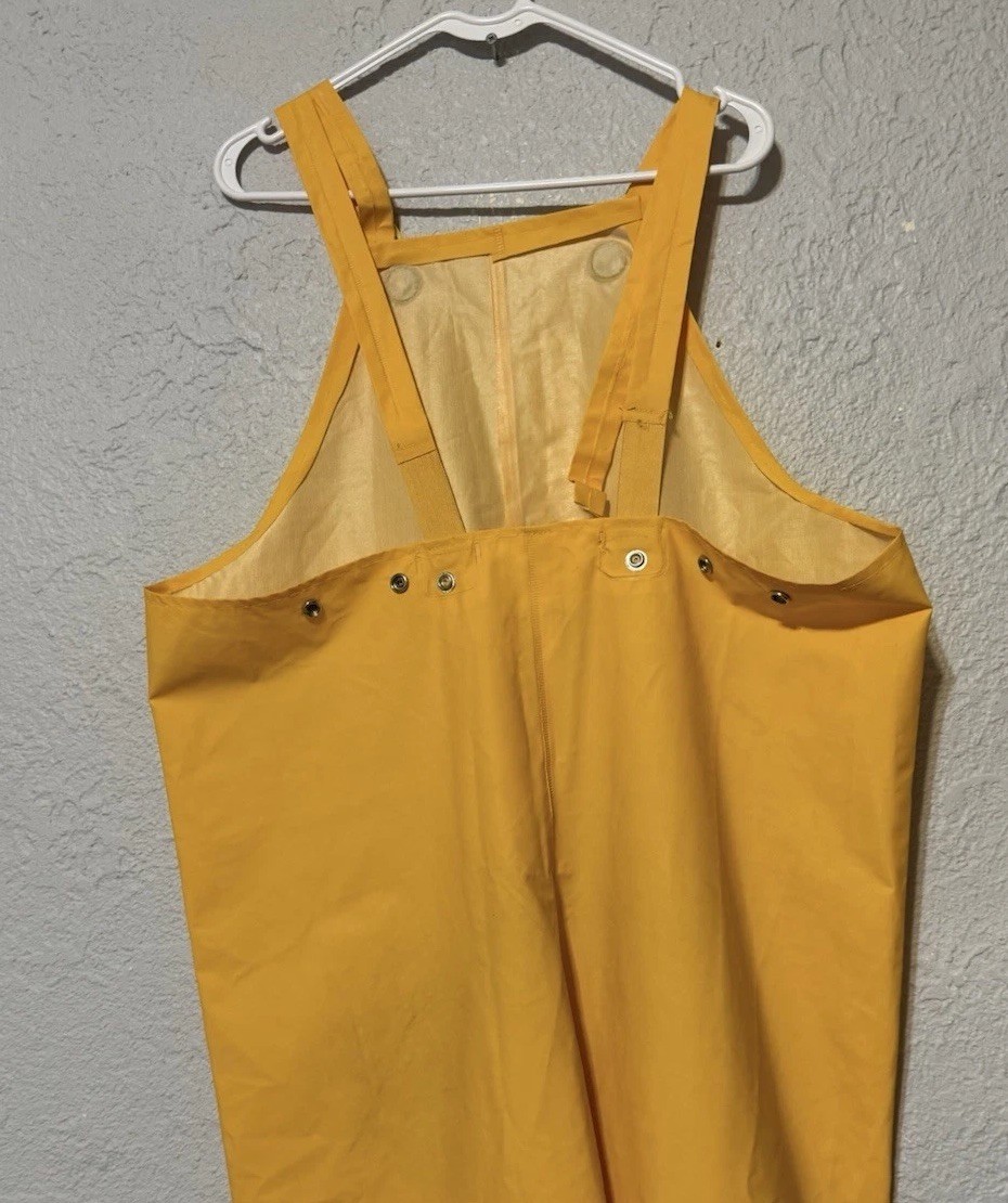 Weather-Rite Rain Coat Jacket Men XL Yellow & Academy Broadway Bibs Sz Large