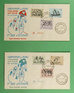 DR WHO 1952 LUXEMBURGO 2 FDC BICICLETA CARRERA COMBO R83068