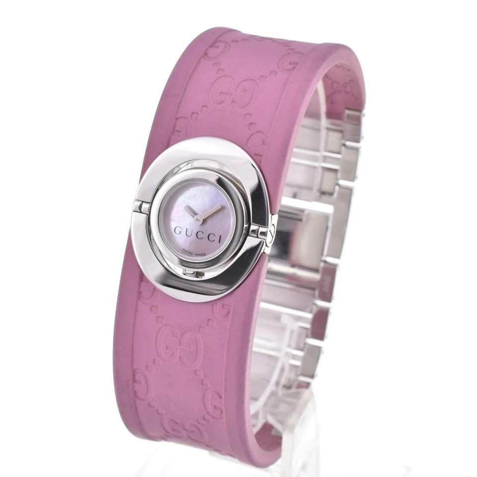 Reloj brazalete con papel GUCCI Twirl YA112521 esfera púrpura cuarzo damas M#143003 Foto 2 de 4
