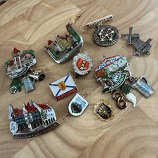 vintage travel souvenir pins; germany austria amtsterdam holland nova scotia