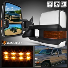 Fits 1999-2002 Chevy Silverado Sierra Chrome Power Heated Tow Mirrorsled Signal