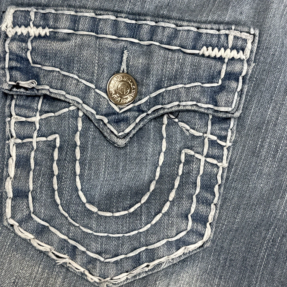 Pantalones Cortos Denim Vintage TRUE RELIGION Para Mujer Talla 28 Azul Claro Hechos en EE. UU. Foto 3 de 4