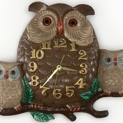 Vintage Arnels 70s Japan Ceramic Triple Owl Clock Works Great! | eBay