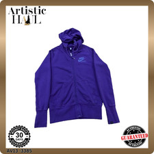 Felpa con cappuccio Nike unisex viola full zip taglia L 100% cotone abbigliam...