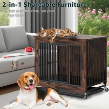 Dog Kennel Side Table - Features Detachable Top  Easy Access Tray
