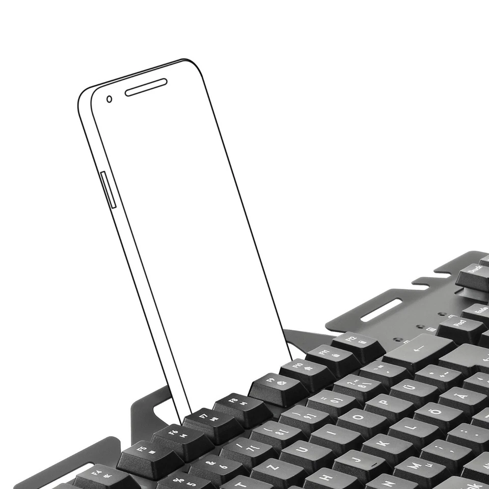Speedlink USB Gaming Tastatur RGB LED Beleuchtet Smartphone-Halterung Halter - Bild 3 von 4