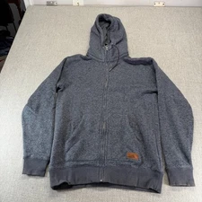Quiksilver Hoodie Mens Medium Gray Full Zip Fleece Lined Outdoors Skater