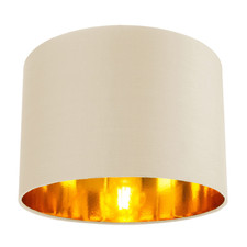 Contemporary Cream Cotton 10" Table/Pendant Lamp Shade with Shiny Copper Inne...