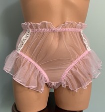 NEW SHEER Chiffon Panties Crotchless Lacy Bikini Panty 2X Plus sz Satin Bow