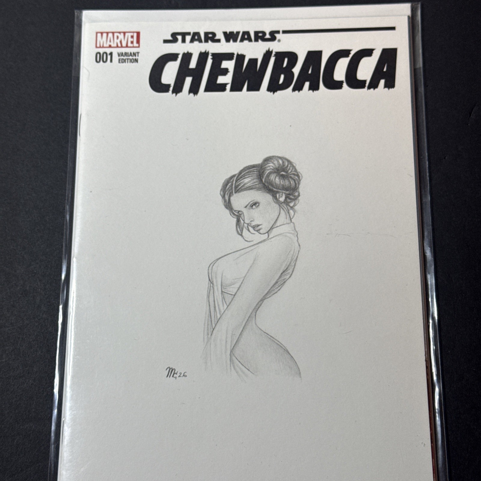 STAR WARS PRINCESS LEIA ORIGINAL SKETCH COVER ART DRAWING BY MATT CAMPBELL