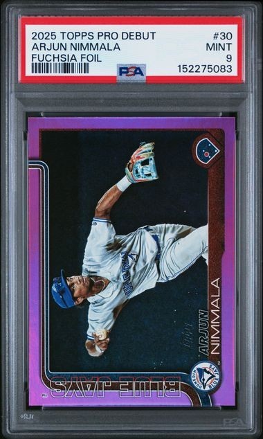 2025 Topps Pro Debut - Arjun Nimmala #PD-30 Fuchsia Foil 31/199 (RC) PSA 9