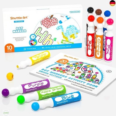 Shuttle Art 10 Colors Dot Markers Washable Non-Toxic Dot Markers for Kids Early