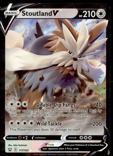 Stoutland V 117/163 Holo Ultra Rare Battle Styles Pokemon LP Off center