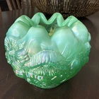 Fenton 1986 ICGA Rosebowl Green Opalescent Limited Edition 20th Anniversary-RARE
