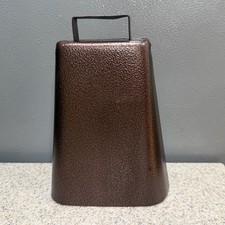 Bronze Brown Metal Cow Bell 6.75 Primitive Rustic Noise Maker Handle EUC