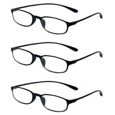 Calabria 718 Flexie Oval Reading Glasses 3.50 Ebony 3pack Men/Women Bendable