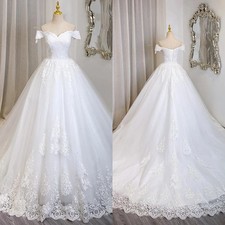 Vintage Wedding Dresses Court Gow Lace Appliques Sweep Train A Line Bridal Gowns