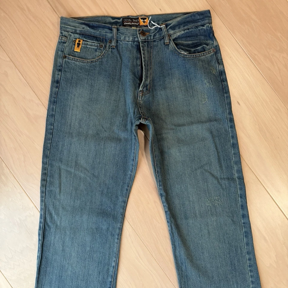 Jeans Vintage Alien Workshop 32 Azul Pierna Recta Denim Años 90 Patinetas Nuevos con Etiquetas Foto 3 de 4