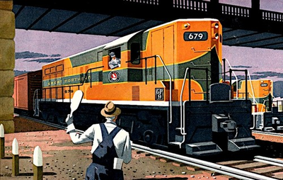 #ad GM EMD Great Northern GP9 Artwork by Bern Hill ca. 1950 5 x 7 Photo $5.99