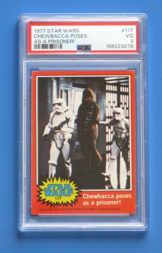 1977 Topps Star Wars #117 Chewbacca poses as a prisoner! — PSA 3