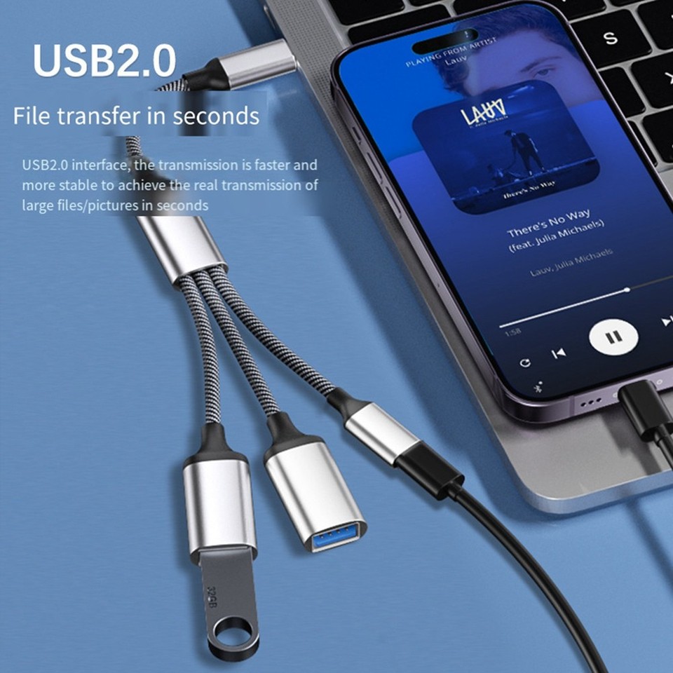 Usb Cable Splitting USB Splitter Cable Data Split Adapter USB C OTG Cable Phone Adapter ...