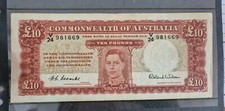 1952 TYPE  TEN POUND BANKNOTE - COOMBS / WISON, V24 ,LAST PREFIX Rare This Grade