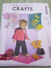 McCalls Crafts Pattern M4896 Size 18" Doll Clothes Tutu Swim Work Out Yoga UNCUT