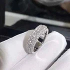 4Ct Lab Created Diamond Eternity 3-Row Wedding Band Ring 14k White Gold Plated
