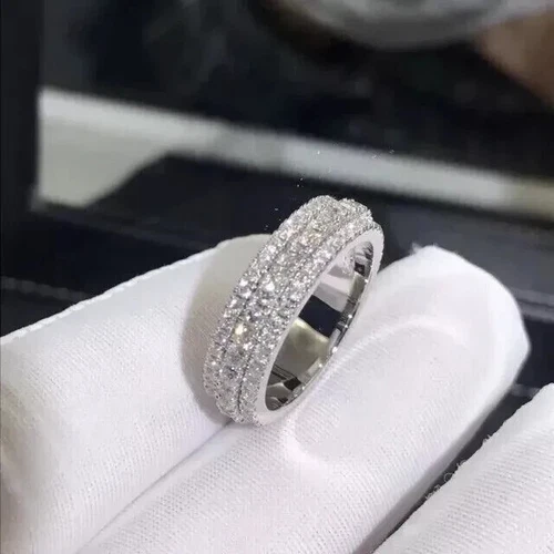 4Ct Lab Created Diamond Eternity 3-Row Wedding Band Ring 14k White Gold Plated