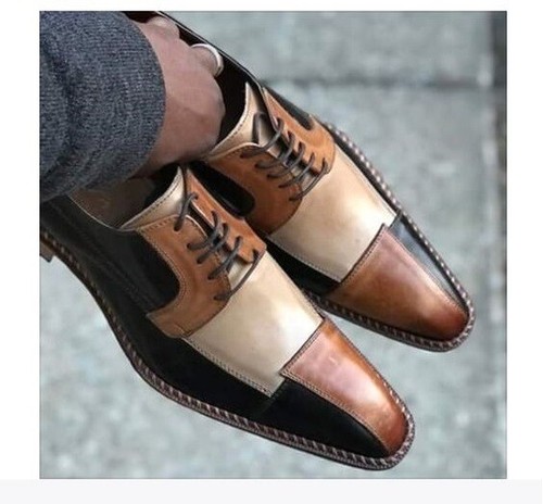 Handmade men 3 tone shoes, men dress 