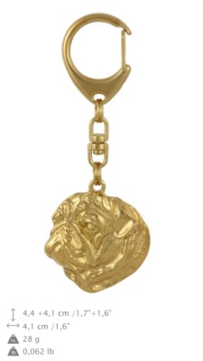 Pug - Gilded Keychain with a Dog Art