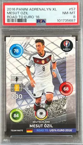 2016 Panini Adrenalyn XL Mesut Ozil #57 (EURO '16) PSA 8 NM - MINT (RARE: Pop 2)