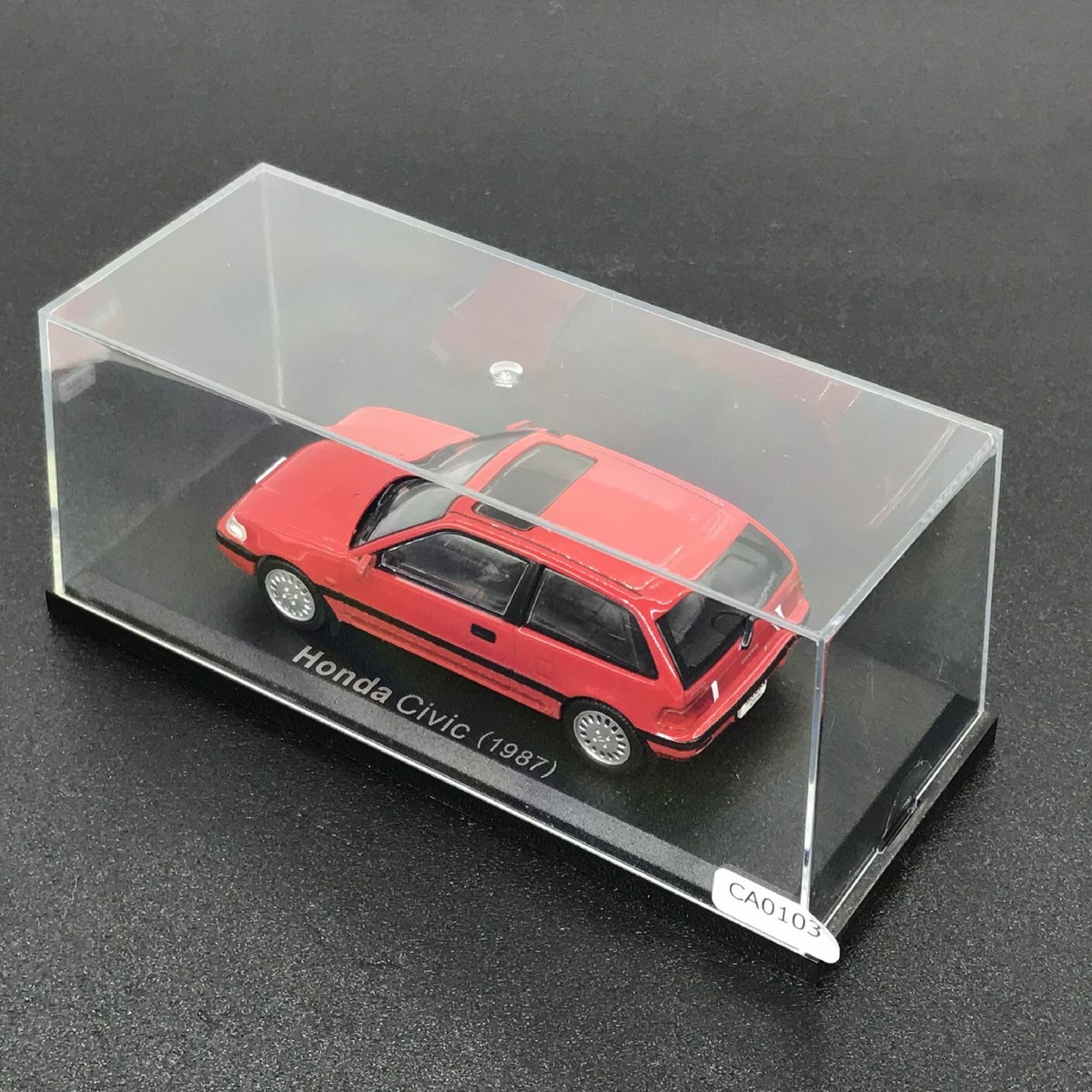 Mini Car Honda Civic 1987 Red 1/43 Scale Box Display Diecast