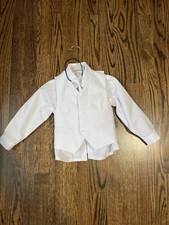 Christening Baptism Boys Suit 2T White Vest Tie Shirt Pants Formal Wedding