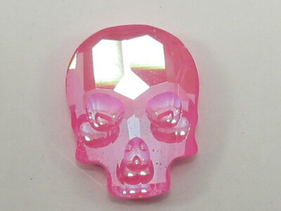 2 Pcs. 14X10.5mm SKULL ULTRA PINK FLAT BACK European Rhinestone