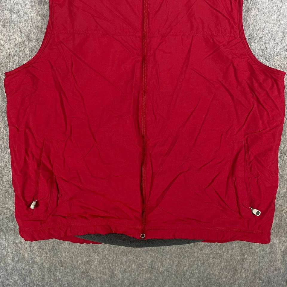 LL Bean Jacket Mens 2XL XXL Tall Red Fleece Lined Gilet Vest Preppy Casual Coat - Image 4 of 4