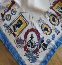 Vintage 100 Silk Scarf Pink Blue Bride Portraits Flower Bouquets Wedding