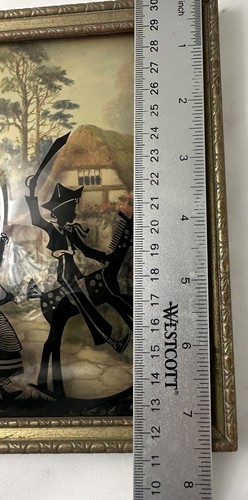 Silhouette Benton Glass Girl With Flag Boy Pirate On Rocking Horse Vintage - Picture 14 of 15