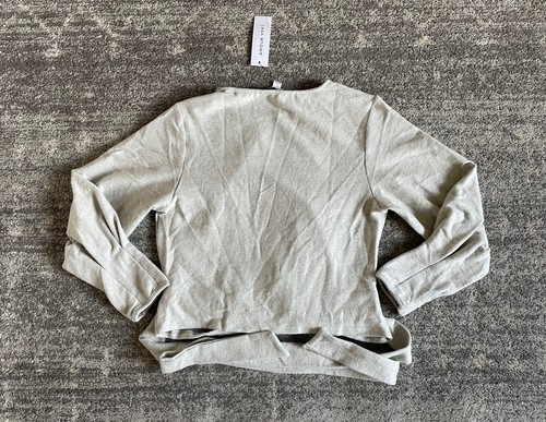 Amour Vert Womens L Shirt Gray Long Bell Sleeve Tie Soft NWT J5 - Picture 2 of 9