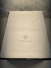 VERSACE White Drawstring Dust Bag Purse Handbag Shoes Storage Cover 11" x 14"