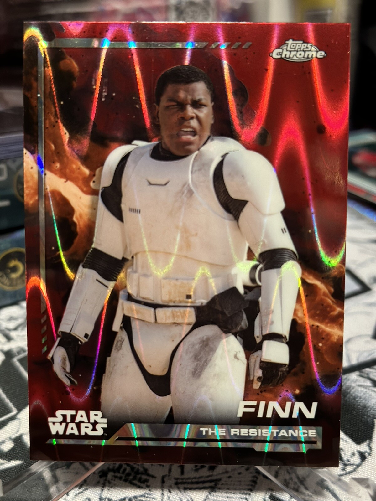 2024 Topps Chrome Star Wars Finn The Resistance Red RayWave Refractor #113